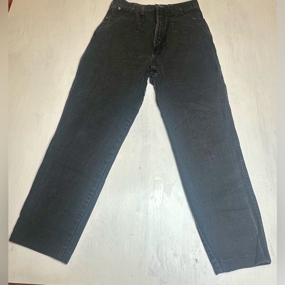 Vintage Wrangler Black Jeans Made in USA 15/16 x 32 Straight Leg 100% Cotton